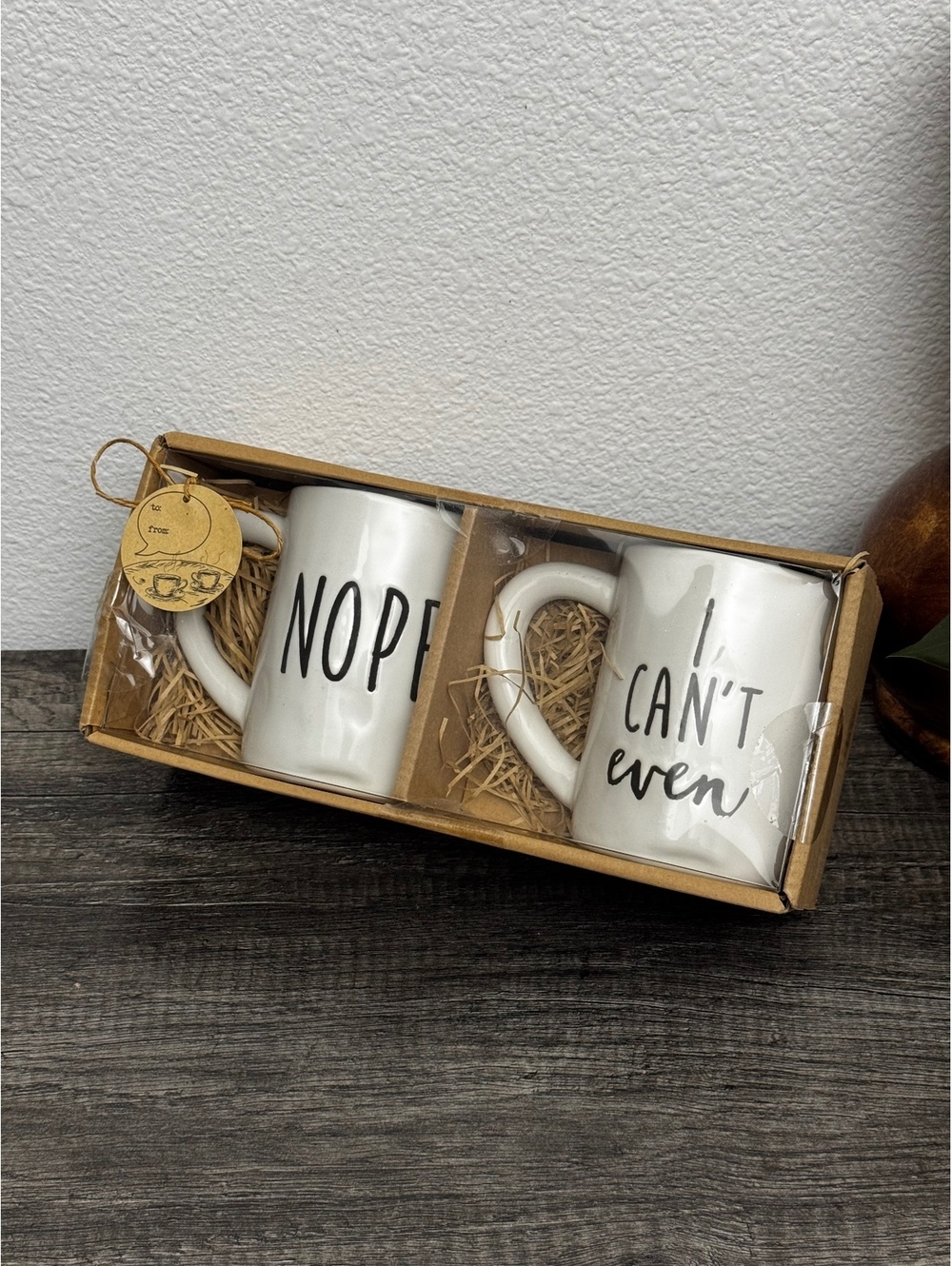 Funny Nope & I Can’t Even Mug Set 2 Ceramic Coffee Mugs 16 oz Gift Set